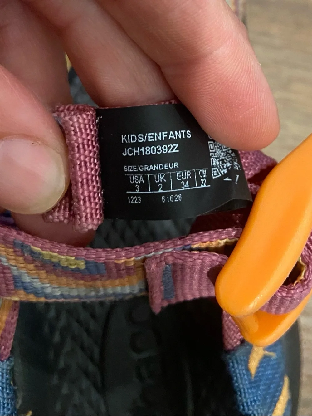 Chaco Kids' Outdoor Sandal in Purple with Multicolor Straps